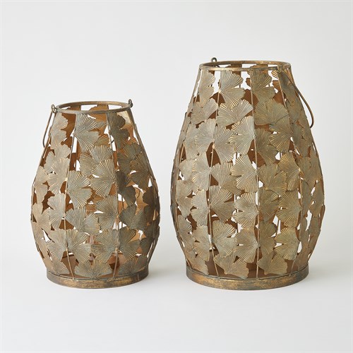 Ginkgo Leaf Lanterns-Bronze Ginkgo Leaf Lanterns-Bronze