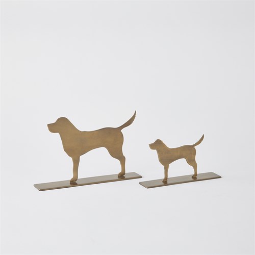 Dog Sculptures-Antique Brass Dog Sculptures-Antique Brass