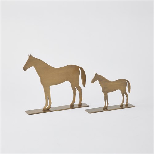 Horse Sculptures-Antique Brass Horse Sculptures-Antique Brass