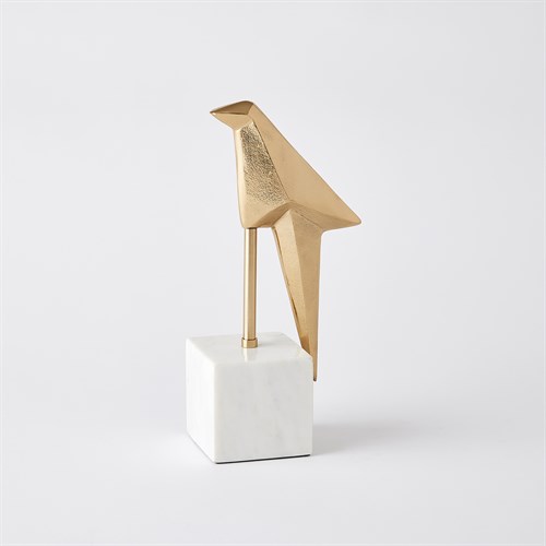 Perched Origami Bird-Gold Perched Origami Bird-Gold