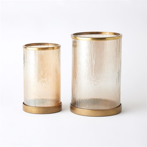 Luster Ribbed Hurricanes-Antique Brass Luster Ribbed Hurricanes-Antique Brass