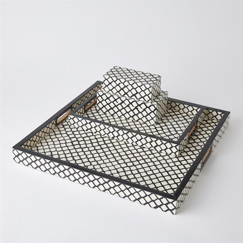 Moroccan Resin Boxes and Trays-Black/White Moroccan Resin Boxes and Trays-Black/White