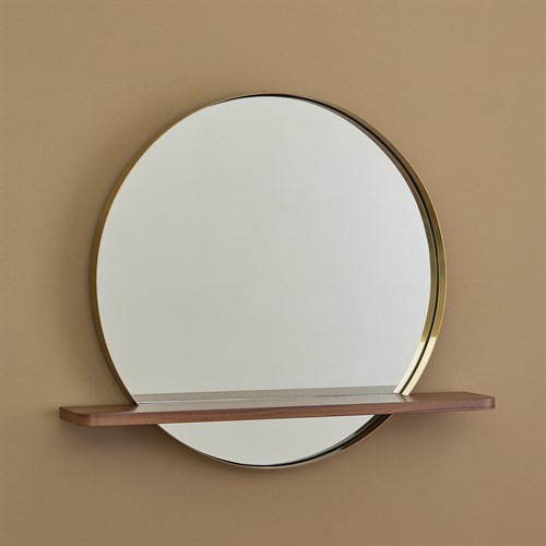 Wall Mirror w/Shelf-Gold/Walnut Wall Mirror w/Shelf-Gold/Walnut