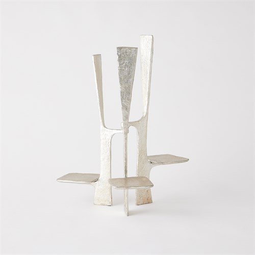 Triune Candleholder-Silver Leaf