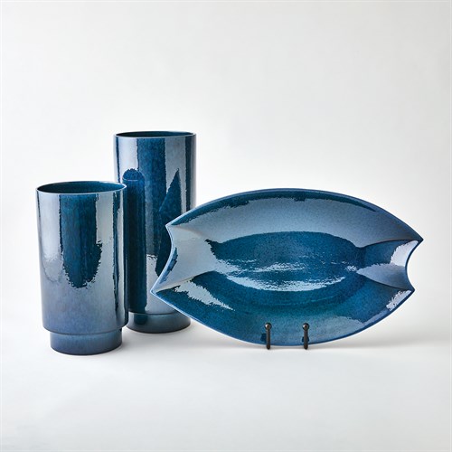 Rolo Vases & Platter-Dark Blue