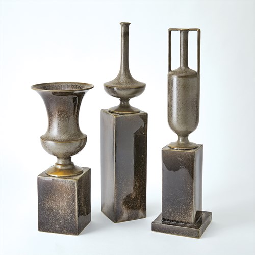 Pedestal Vases-Reactive Silver