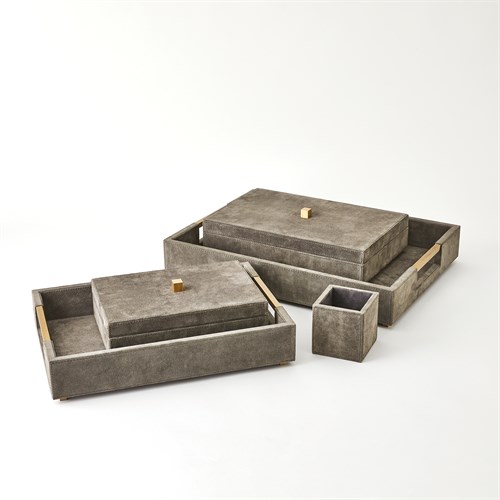 Posh Boxes and Tray Collection-Grey Suede