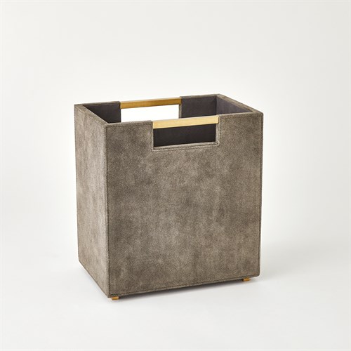 Posh Wastebasket-Grey Suede