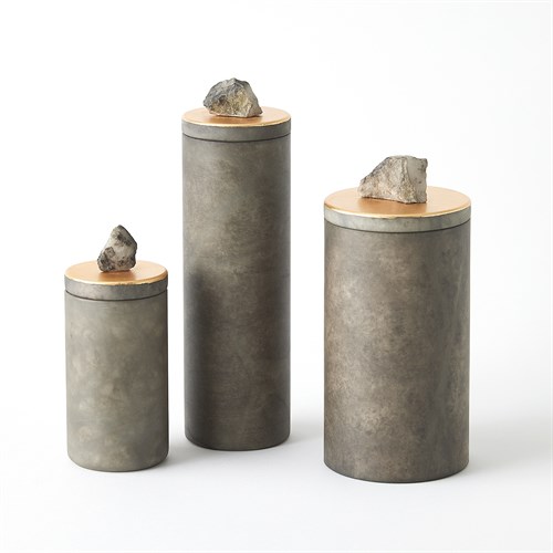 Quarry Jars-Grey/Gold Leaf