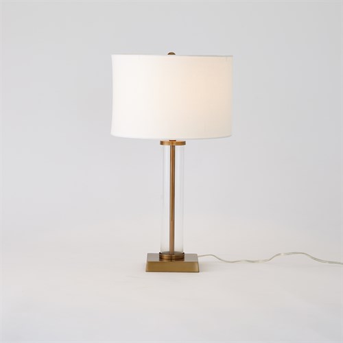 Glass Tube Table Lamp-Antique Brass Glass Tube Table Lamp-Antique Brass