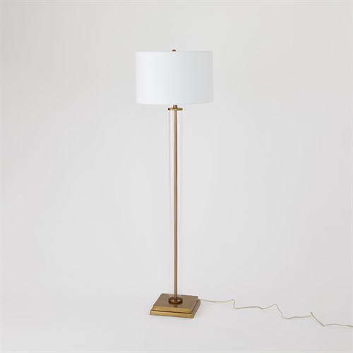 Glass Tube Floor Lamp-Antique Brass Glass Tube Floor Lamp-Antique Brass