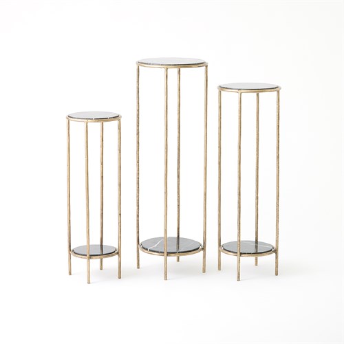 Iron Pedestals-Antique Brass w/Black Marble Iron Pedestals-Antique Brass w/Black Marble