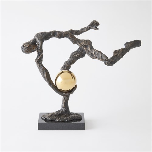 Tripped Up Sculpture-Bronze w/Brass Sphere