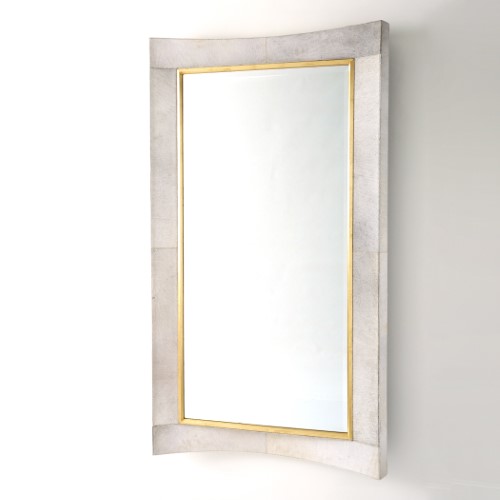 Curved Floor Mirror-White Hair-On-Hide