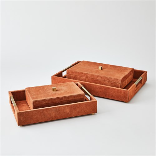 Posh Boxes and Trays-Rust Suede