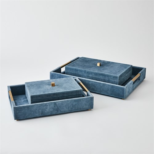 Posh Boxes and Trays-Dusty Blue Suede