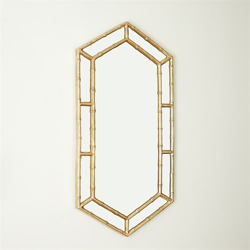 Bamboo Hexagon Mirror-Gold Leaf-Tall Bamboo Hexagon Mirror-Gold Leaf-Tall