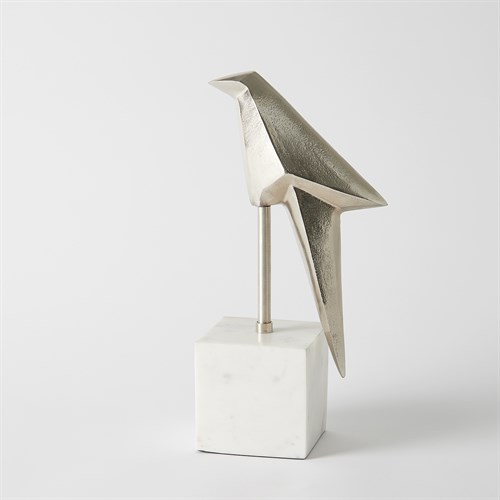 Perched Origami Bird-Nickel Perched Origami Bird-Nickel