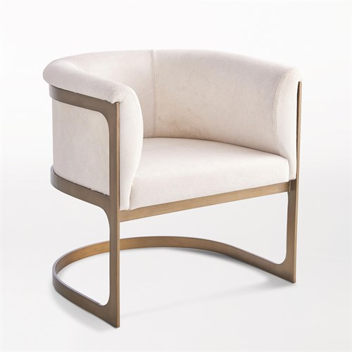 Regan Barrel Chair w/Ivory Hair-on-Hide-Antique Brass Regan Barrel Chair w/Ivory Hair-on-Hide-Antique Brass
