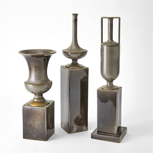 Pedestal Vases-Reactive Silver Pedestal Vases-Reactive Silver