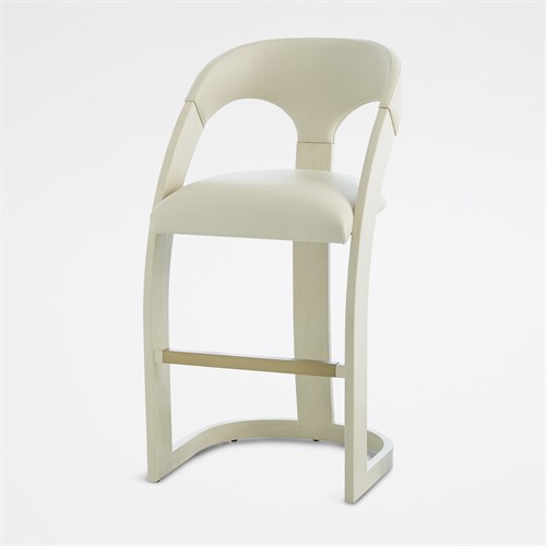 Delia Bar Stool-Antique White-Milk Leather Delia Bar Stool-Antique White-Milk Leather