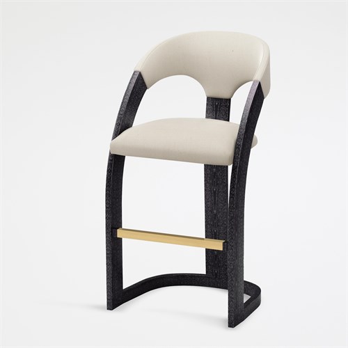 Delia Bar Stool-Ebony Cerused-Muslin Delia Bar Stool-Ebony Cerused-Muslin