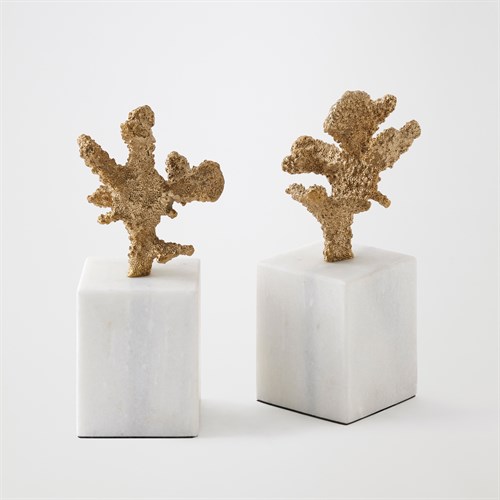 Coral Sculptures-Pair-Brass